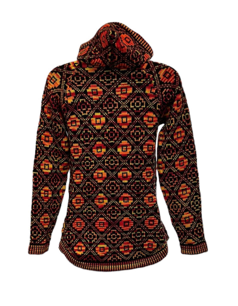 Orange Chakana Designed Alpaca Sweater