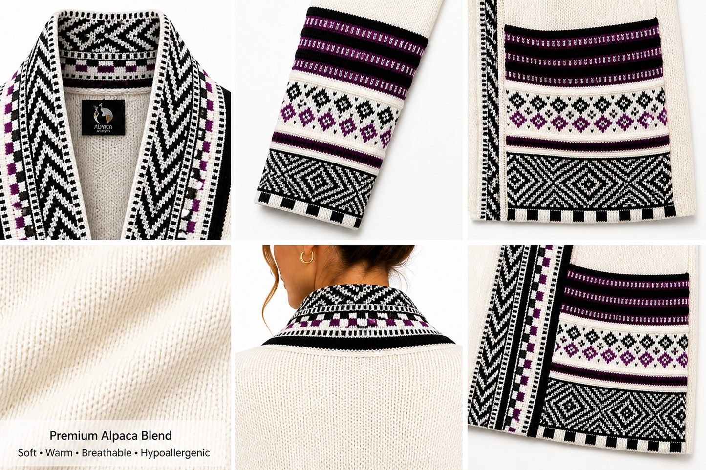 Andean Long Alpaca Cardigan – White