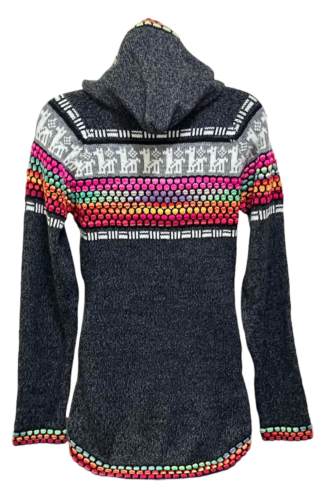 Dark Gray Red Rainbow Alpaca Sweater