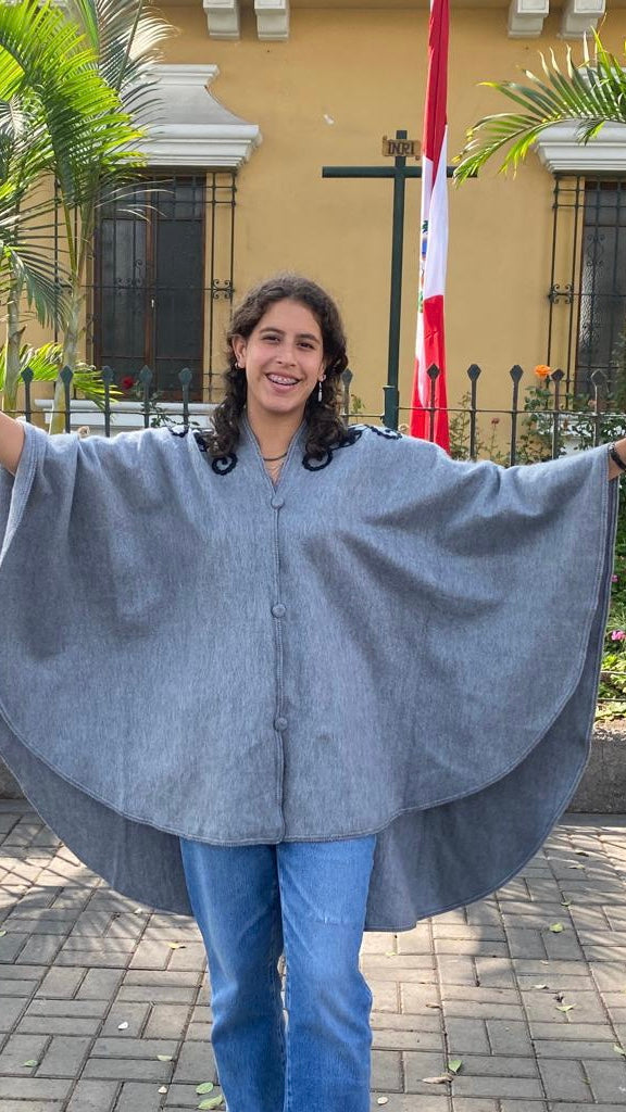 Grey Cape w/ black embroidery