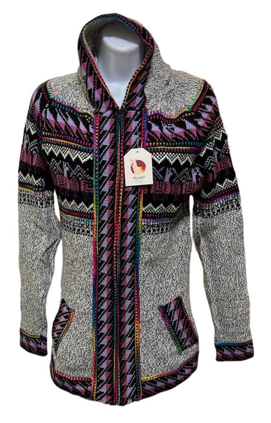 Alpaca gray designed woman sweater