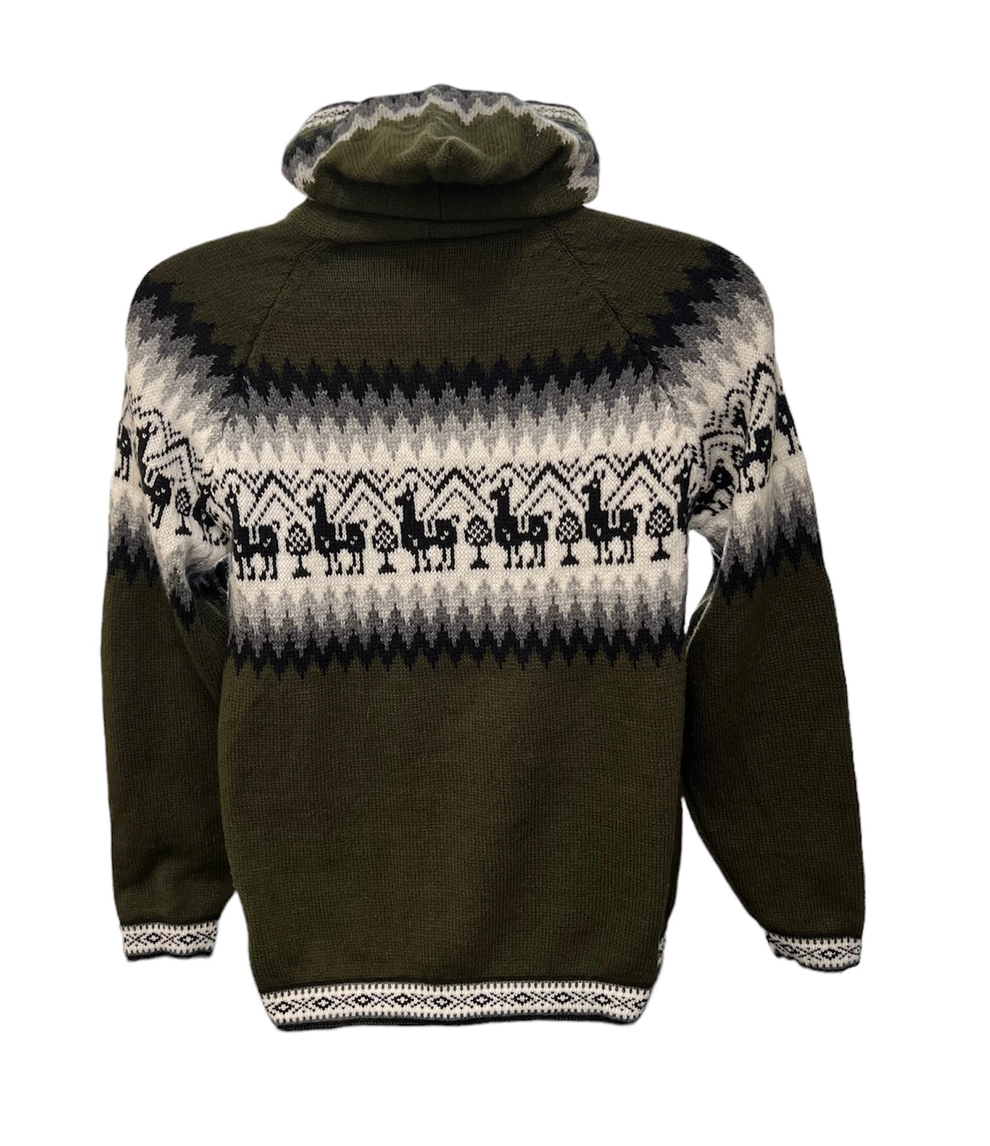 White on green sweater