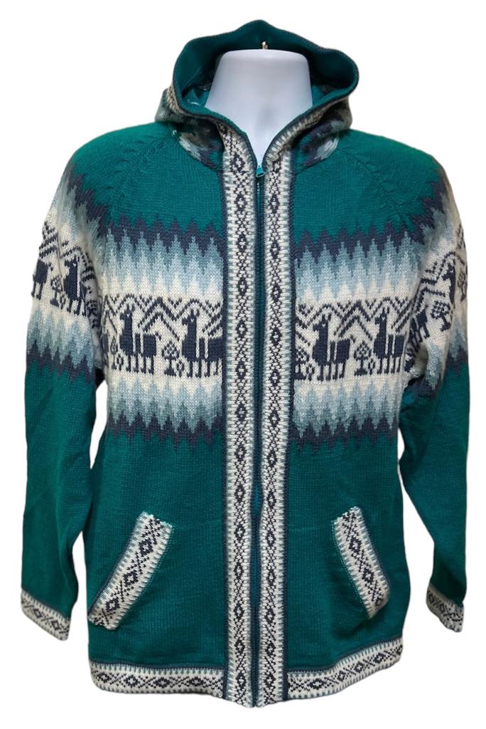 Men turquoise green Alpaca sweater