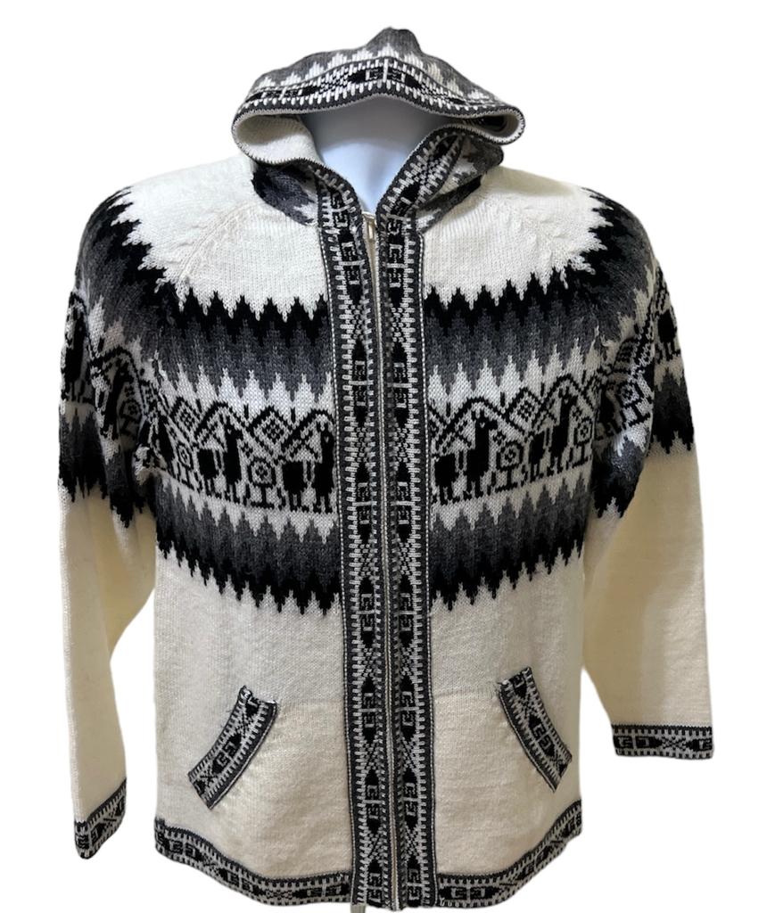 Unisex Alpaca white designed sweater