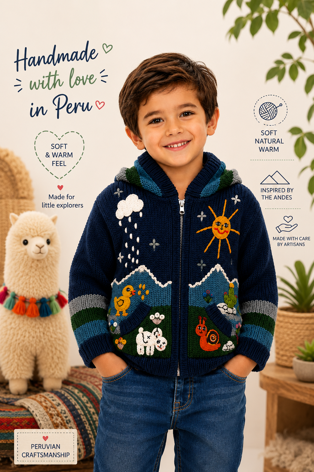 🌈Andean Adventure Kids Hoodie - Blue- Green