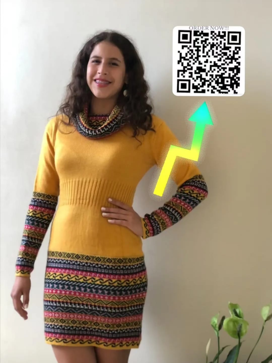 Yellow Eye Catching alpaca dress