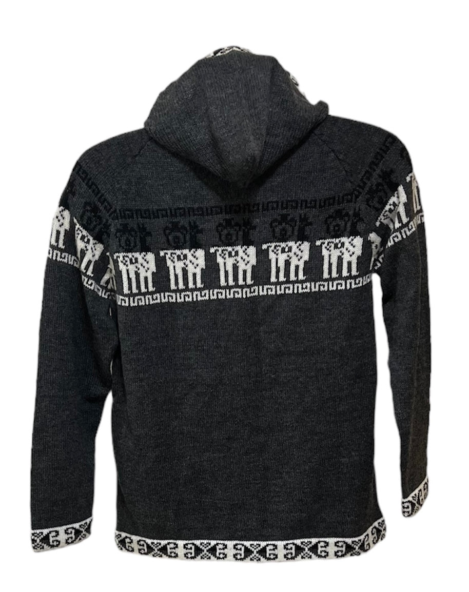 Gray Alpaca Peruvian Designed Men sweater
