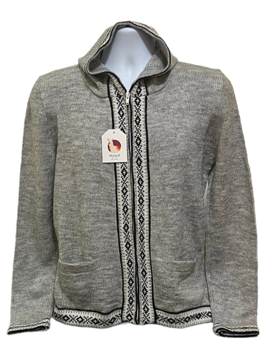Gray Peruvian Pattern Alpaca Sweater