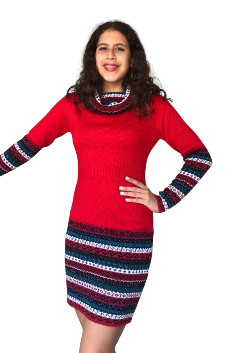 Red Alpaca Designed Dress