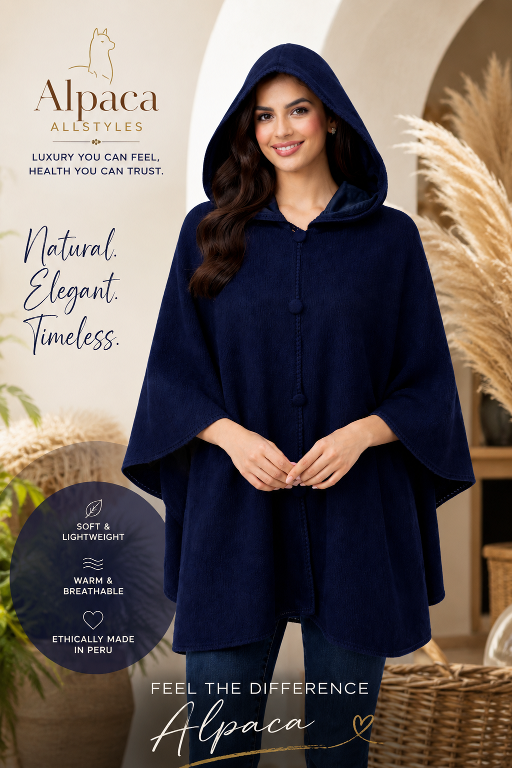 Andean Blue Alpaca Cape