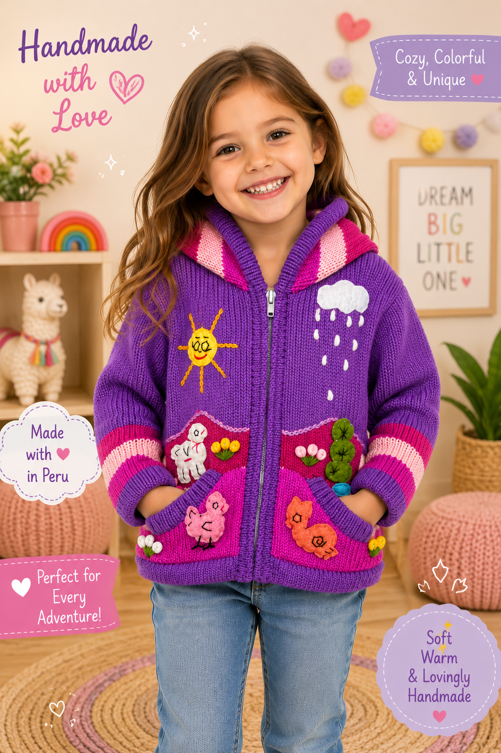 🌈 Andean Adventure Kids Hoodie - Violet