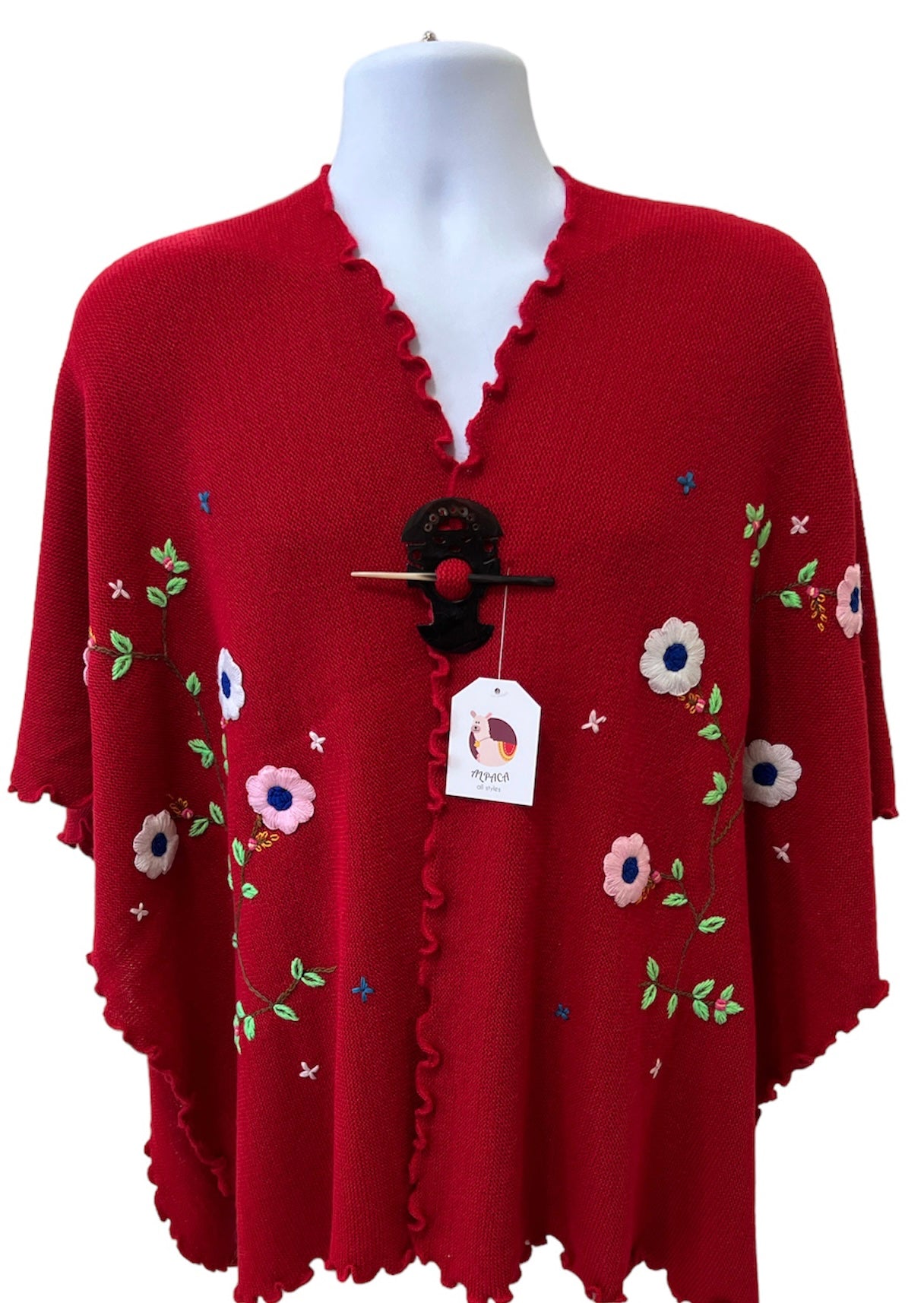 Light Red flowers designed Shawl