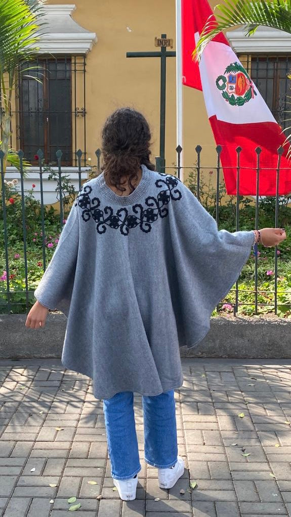 Grey Cape w/ black embroidery