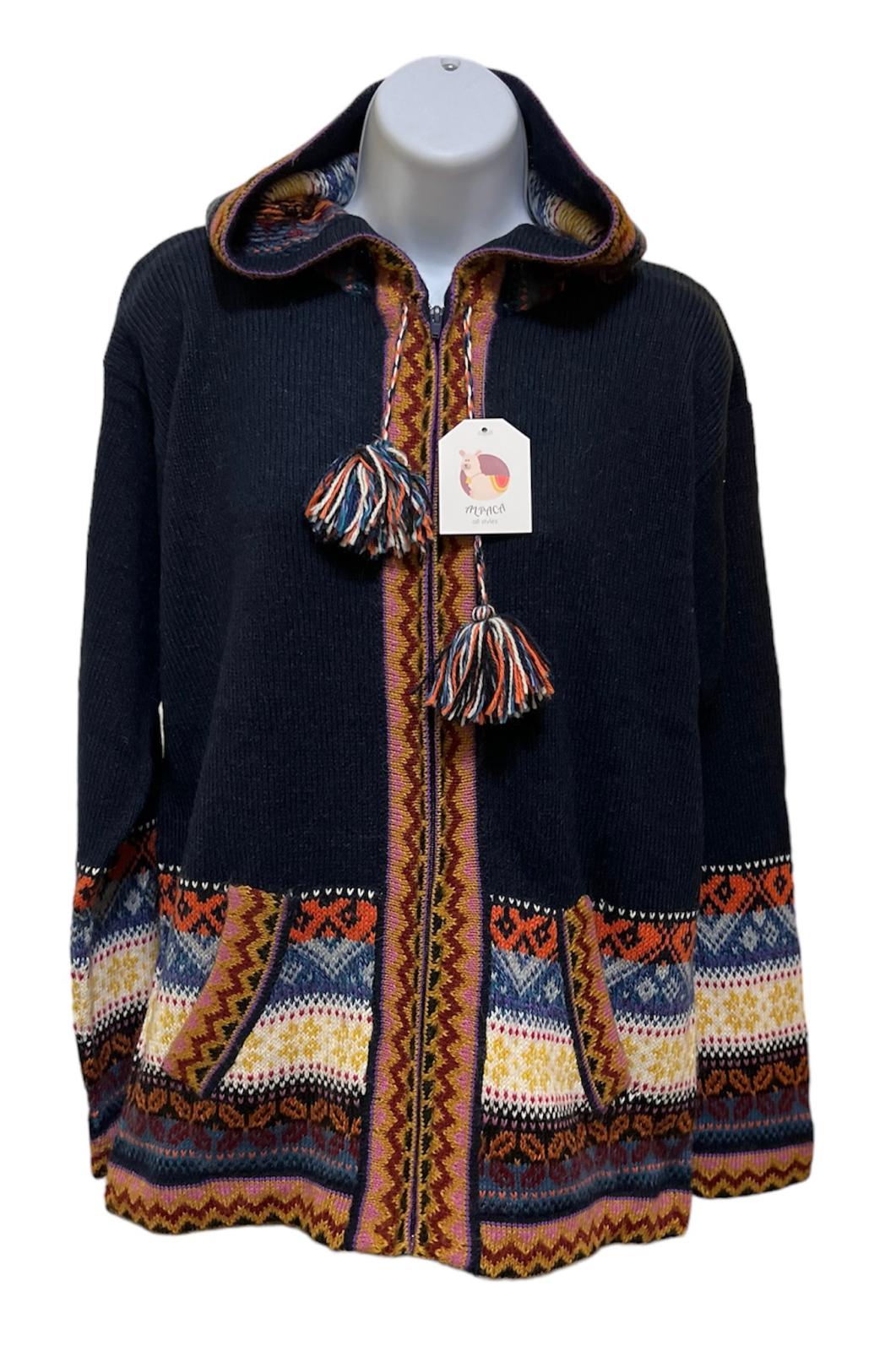 Luxury Dark Blue Alpaca Woman Sweater