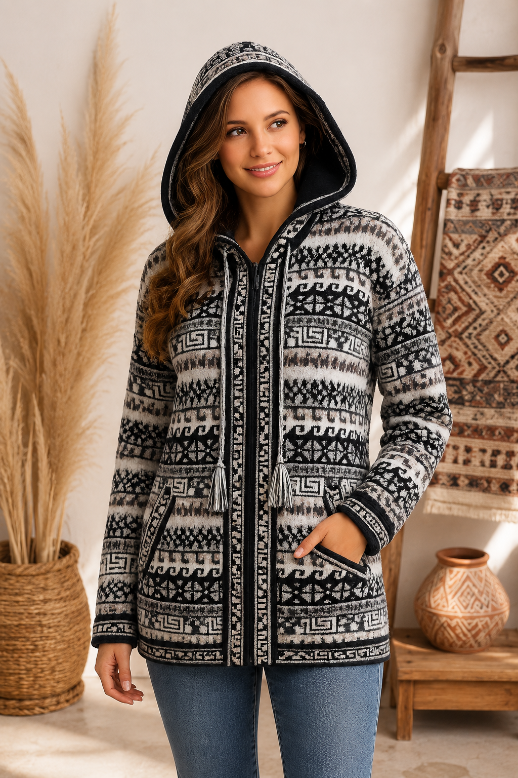 🦙 Andean Eclipse Alpaca Hooded Jacket
