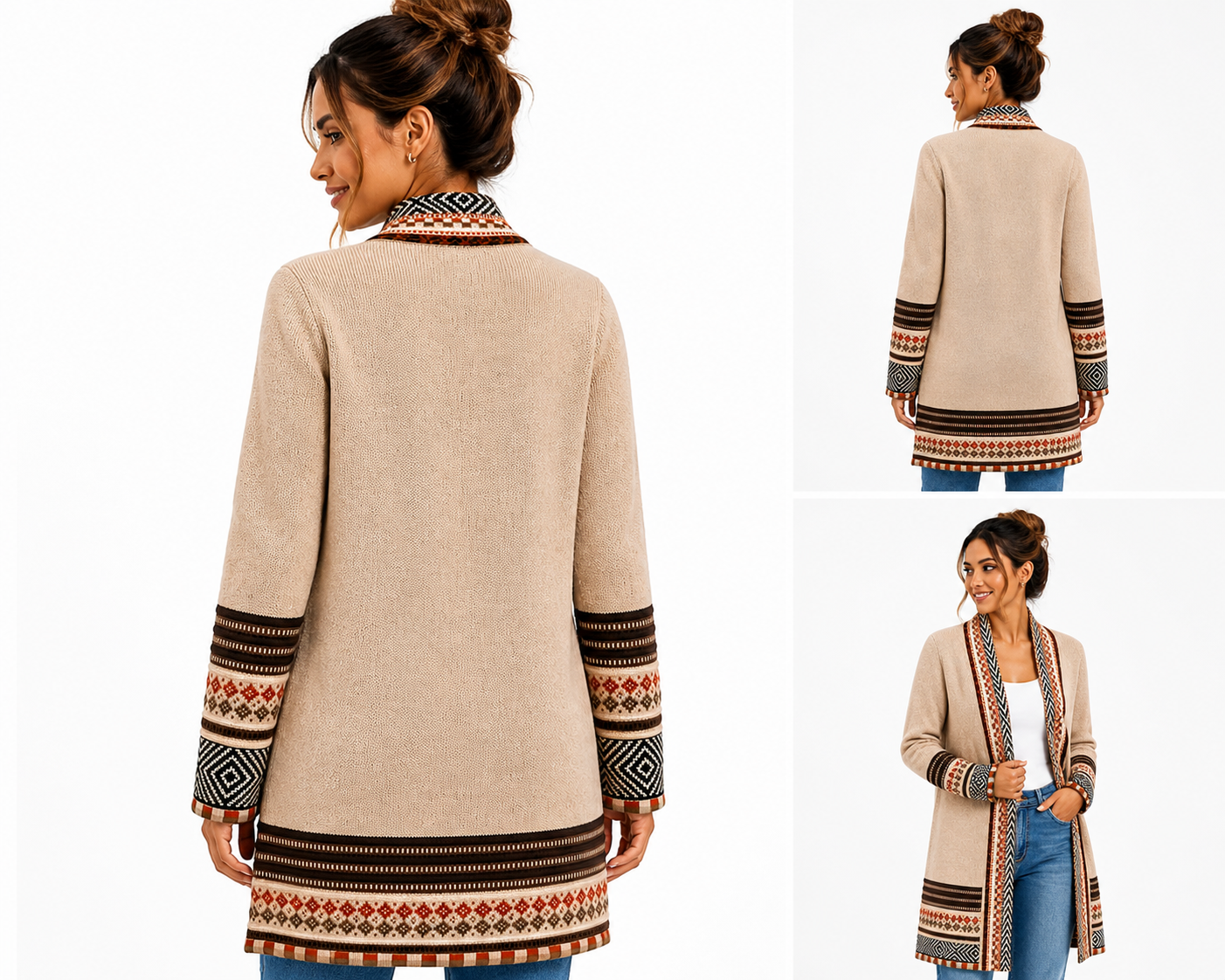 Andean Long Alpaca Cardigan – Beige