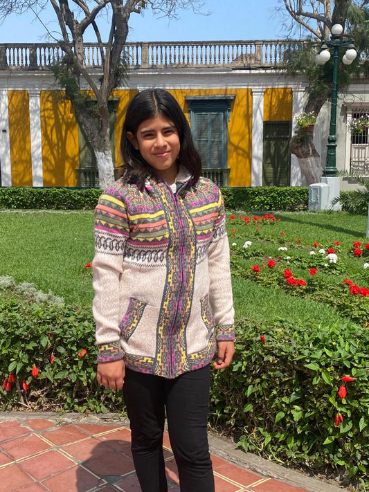 Cream designed woman alpaca sweater