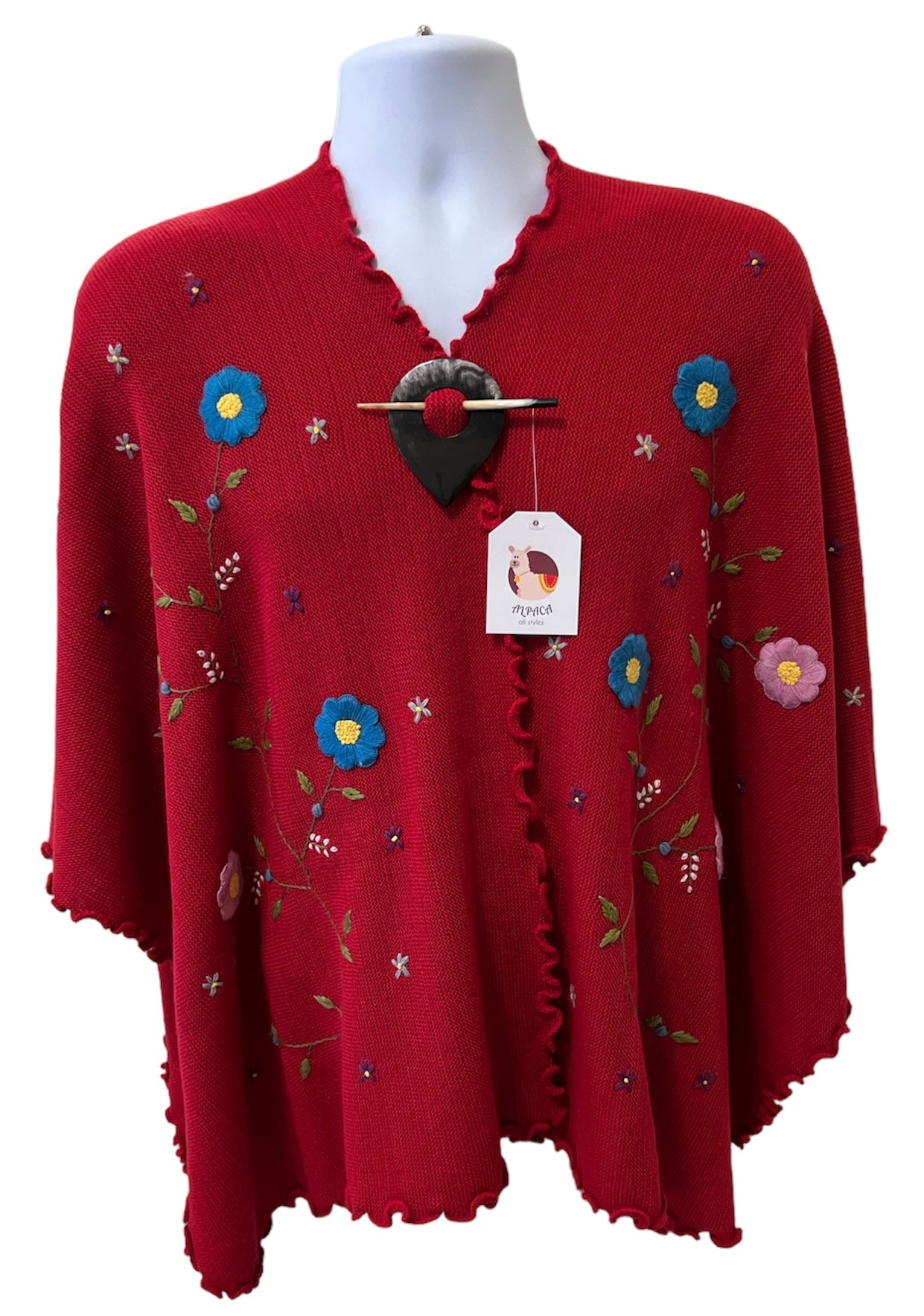Light Red flowers designed Shawl