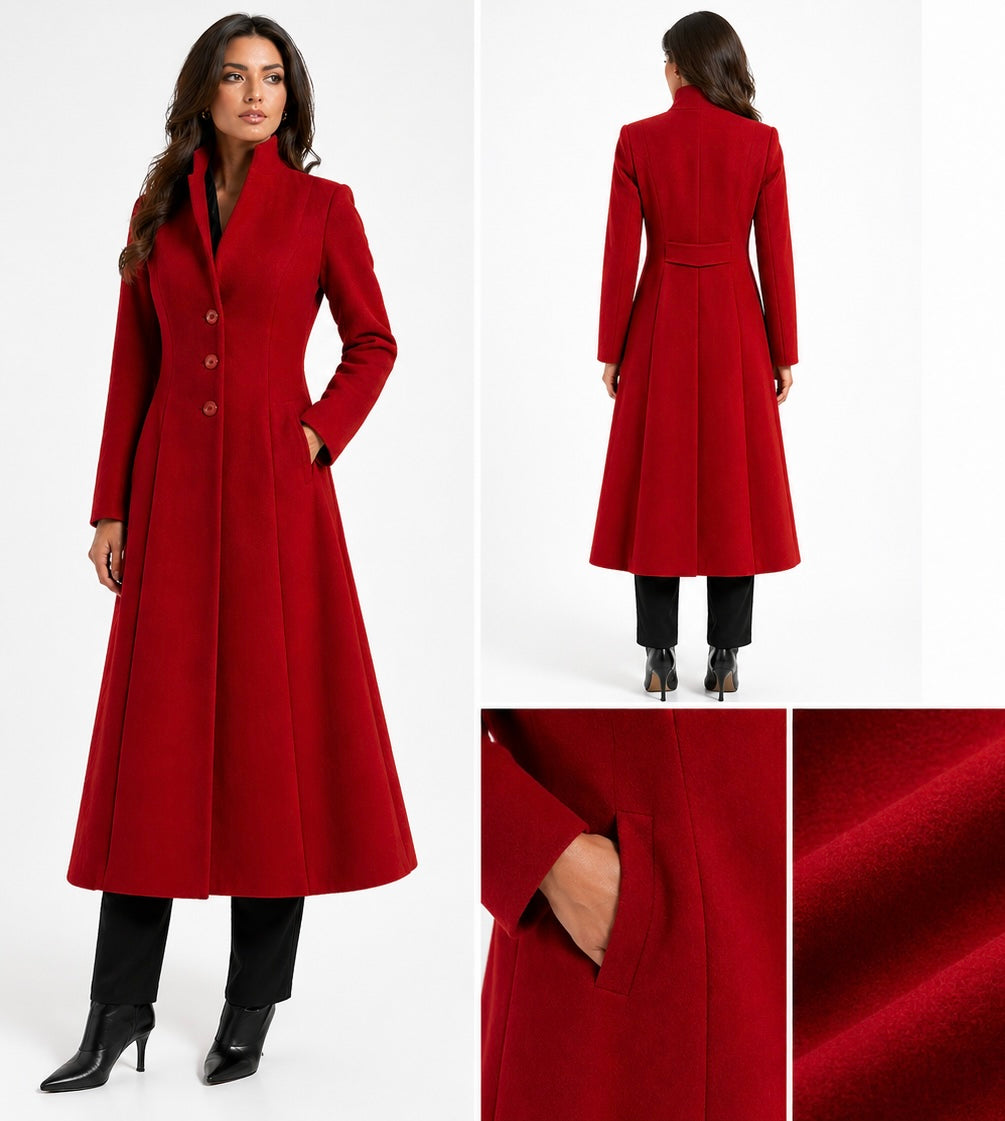 Luxury Red Alpaca Coat (Pre-Orders Available)