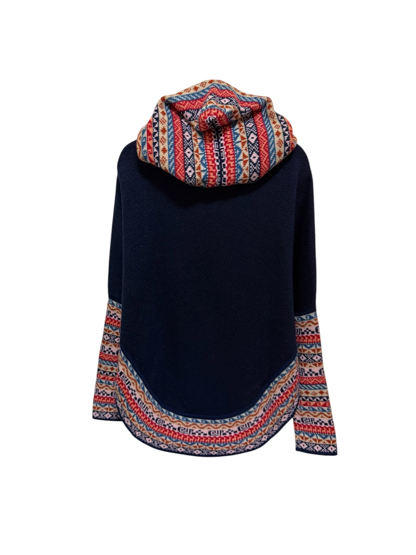 Blue Alpaca Ruana Poncho With Sleeves