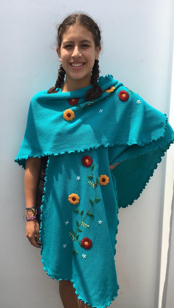 Light Blue flowers designed Alpaca Shawls