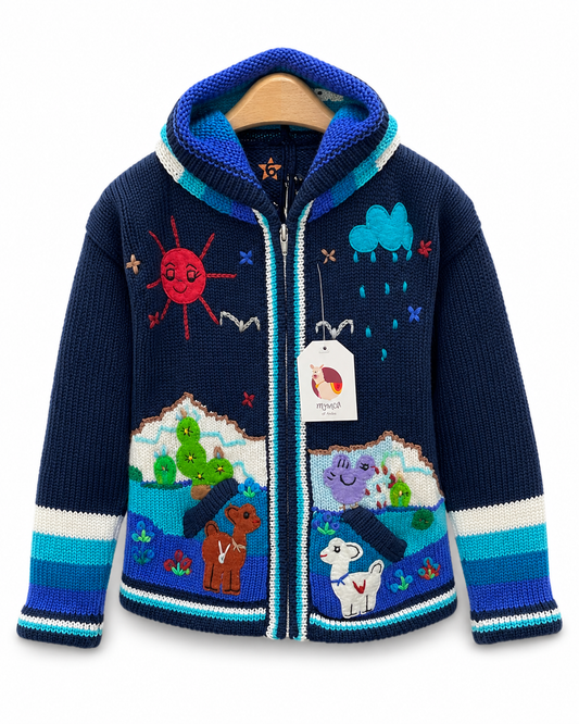Andean Adventure Kids Hoodie - Blue moon
