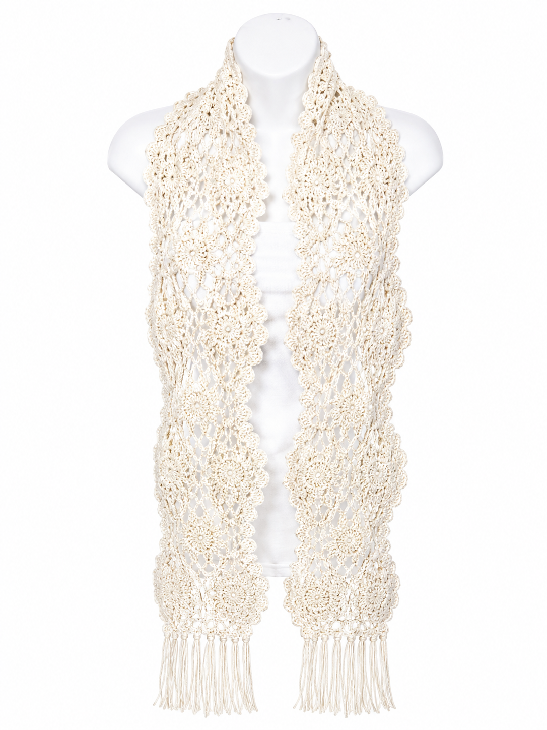 PRE-ORDER Ivory Handmade Baby Alpaca Crochet Scarf