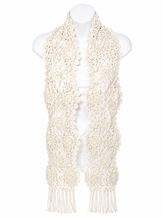 PRE-ORDER Ivory Handmade Baby Alpaca Crochet Scarf