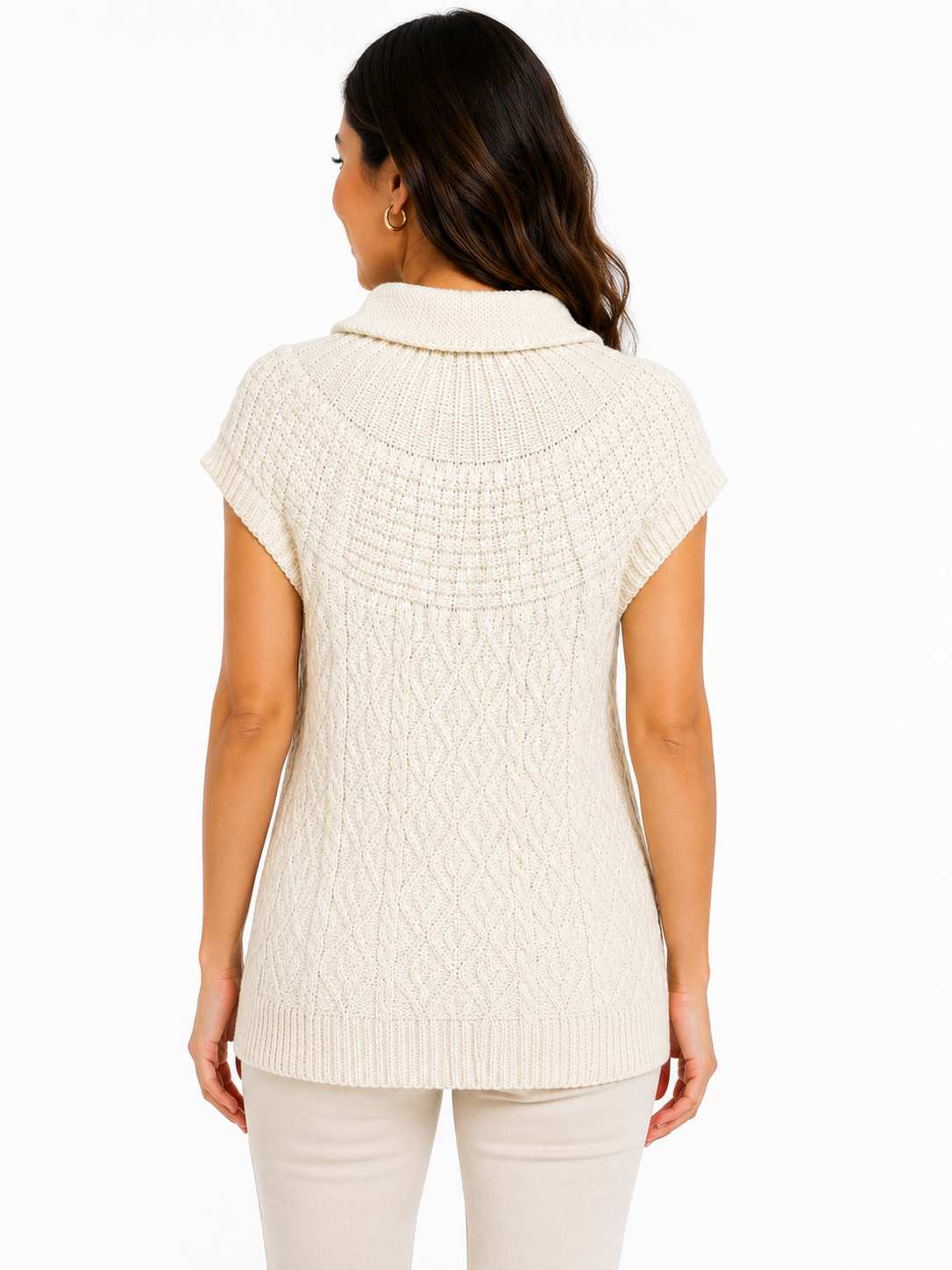 Ivory Elegance Alpaca Cable Knit Women’s Vest