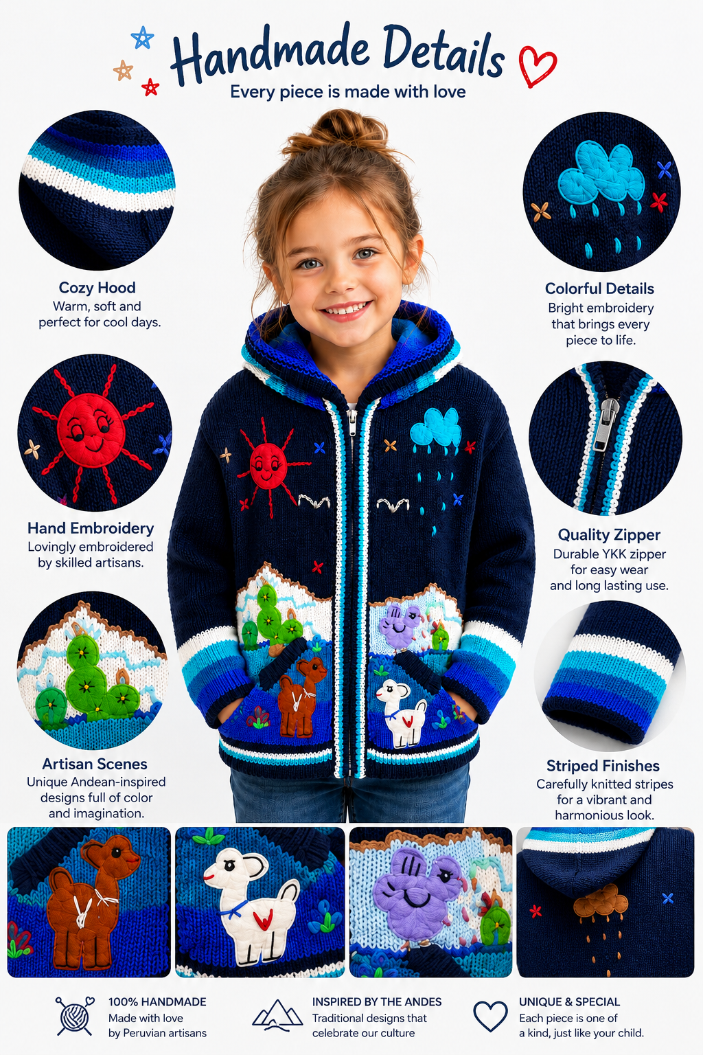Andean Adventure Kids Hoodie - Blue moon