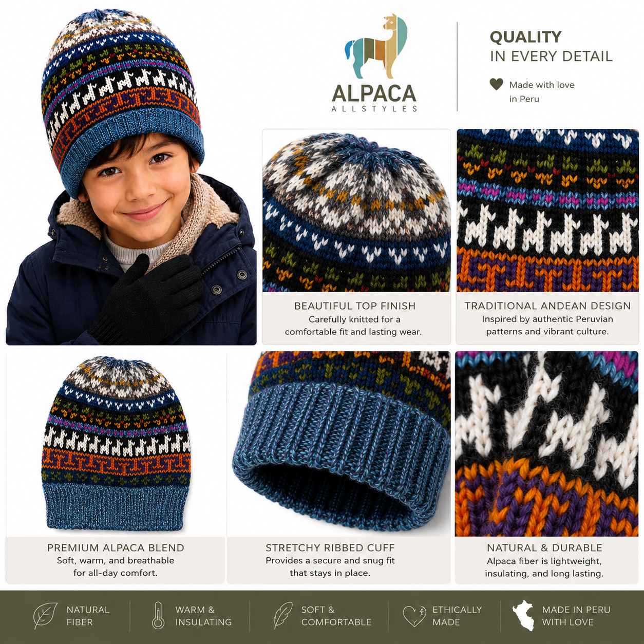 Andean Joy Kids’ Alpaca Beanie
