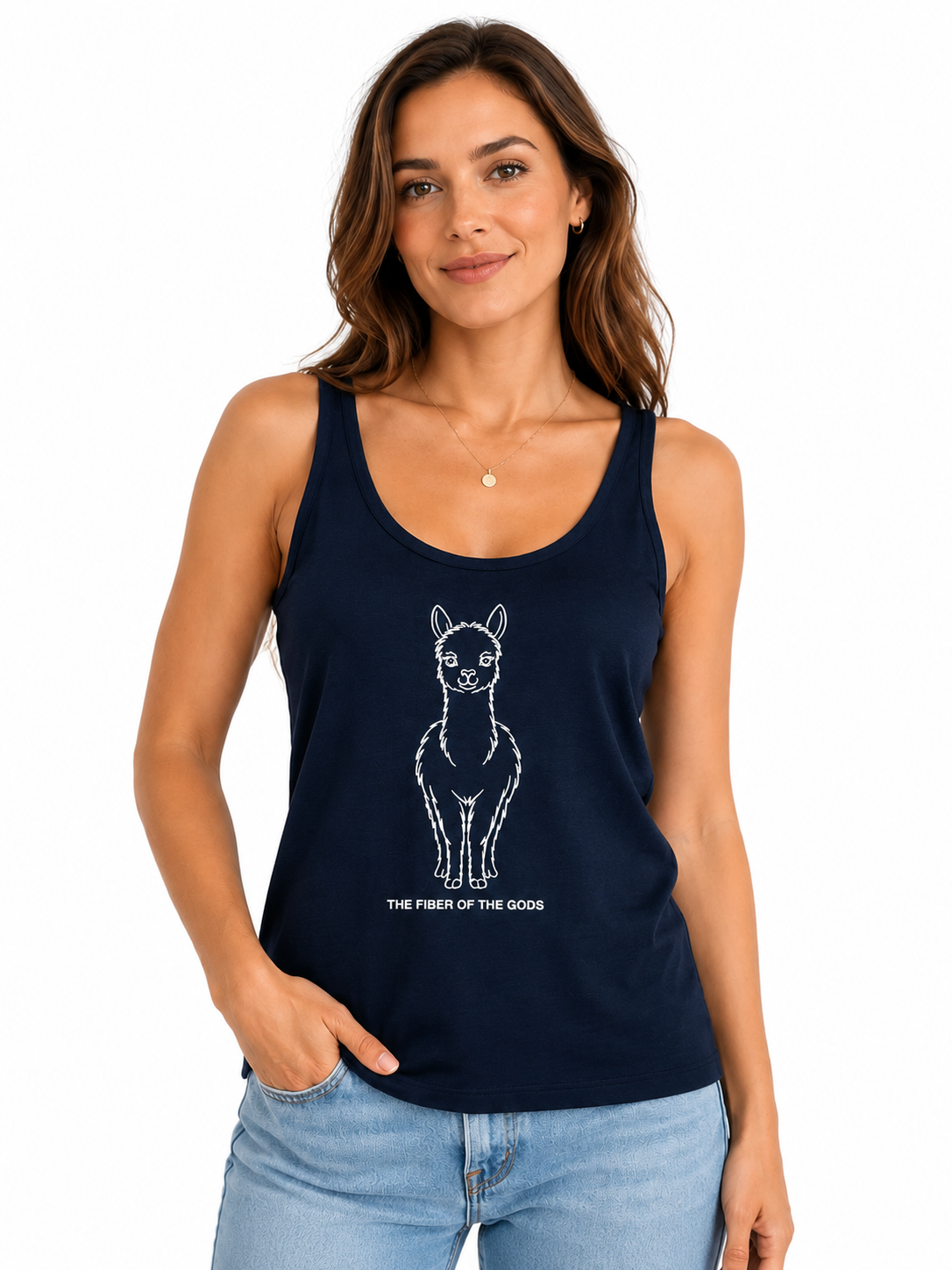 Women’s Navy Alpaca Tank Top – Lightweight Luxury Knit