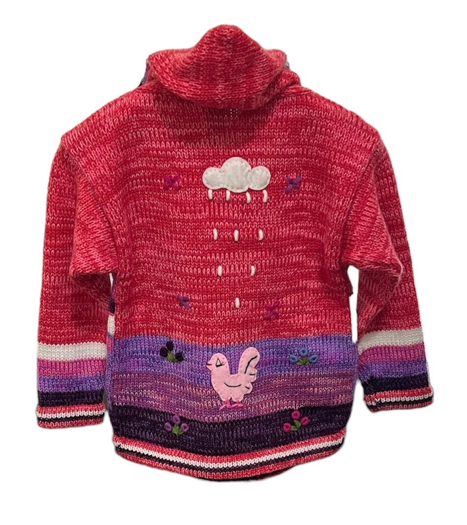 Salmon pink children designed sweater