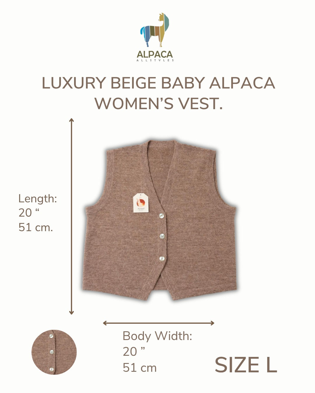 Luxury Beige Baby Alpaca Women’s Vest