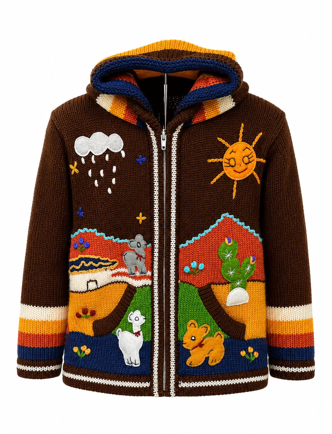🌈 Andean Adventure Kids Hoodie - Brown