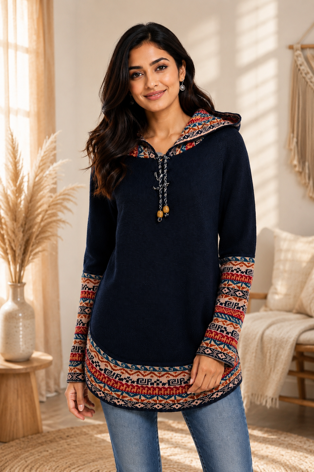 Alpaca Ruana Hoodie Sweater