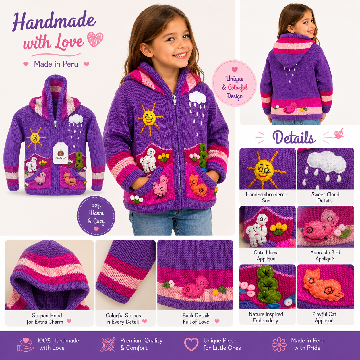 🌈 Andean Adventure Kids Hoodie - Violet