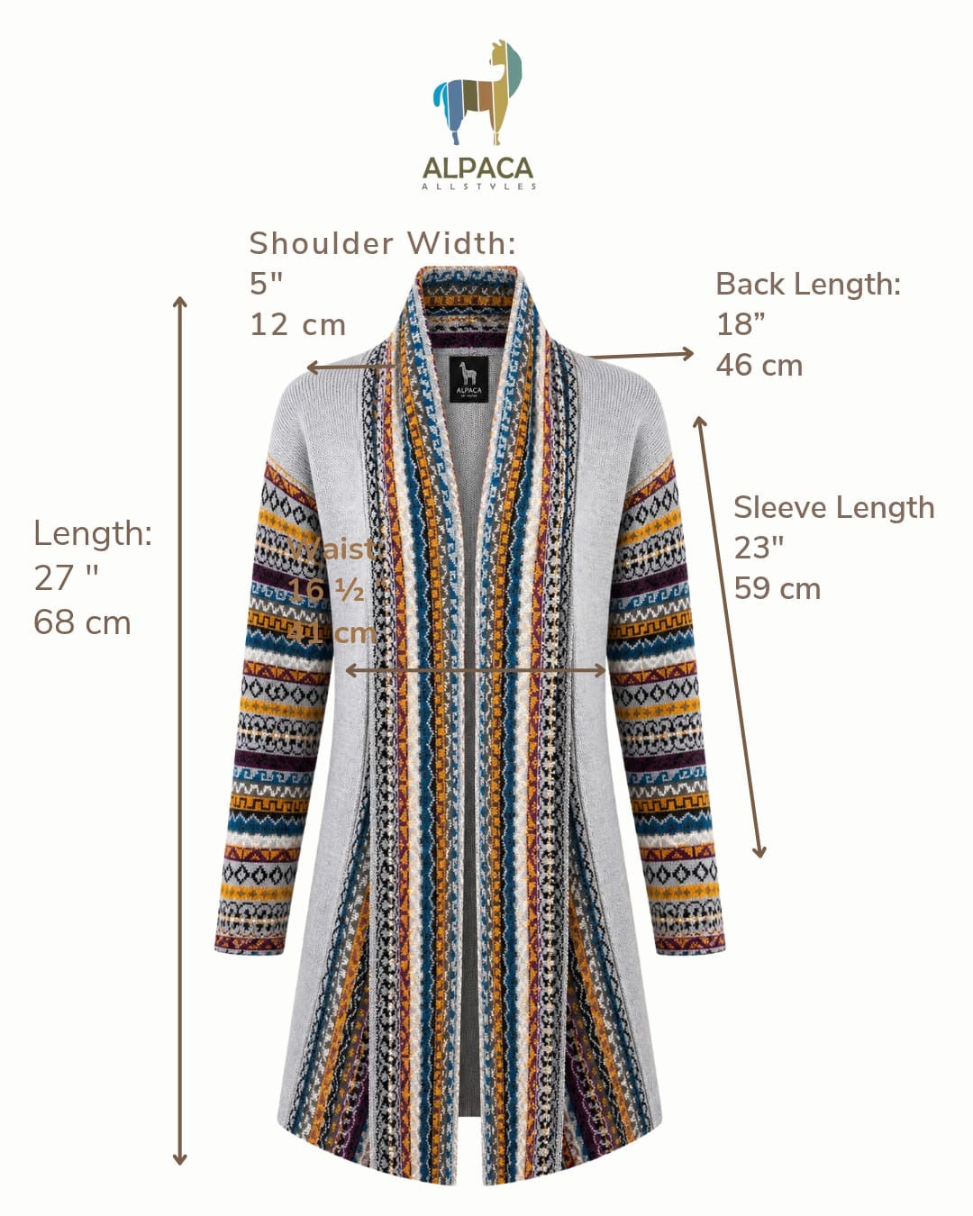 Midnight Inca Alpaca Cardigan Gray