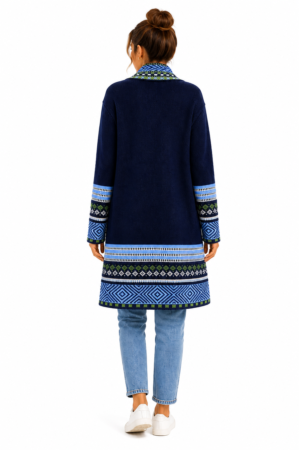 Andean Long Alpaca Cardigan – Blue