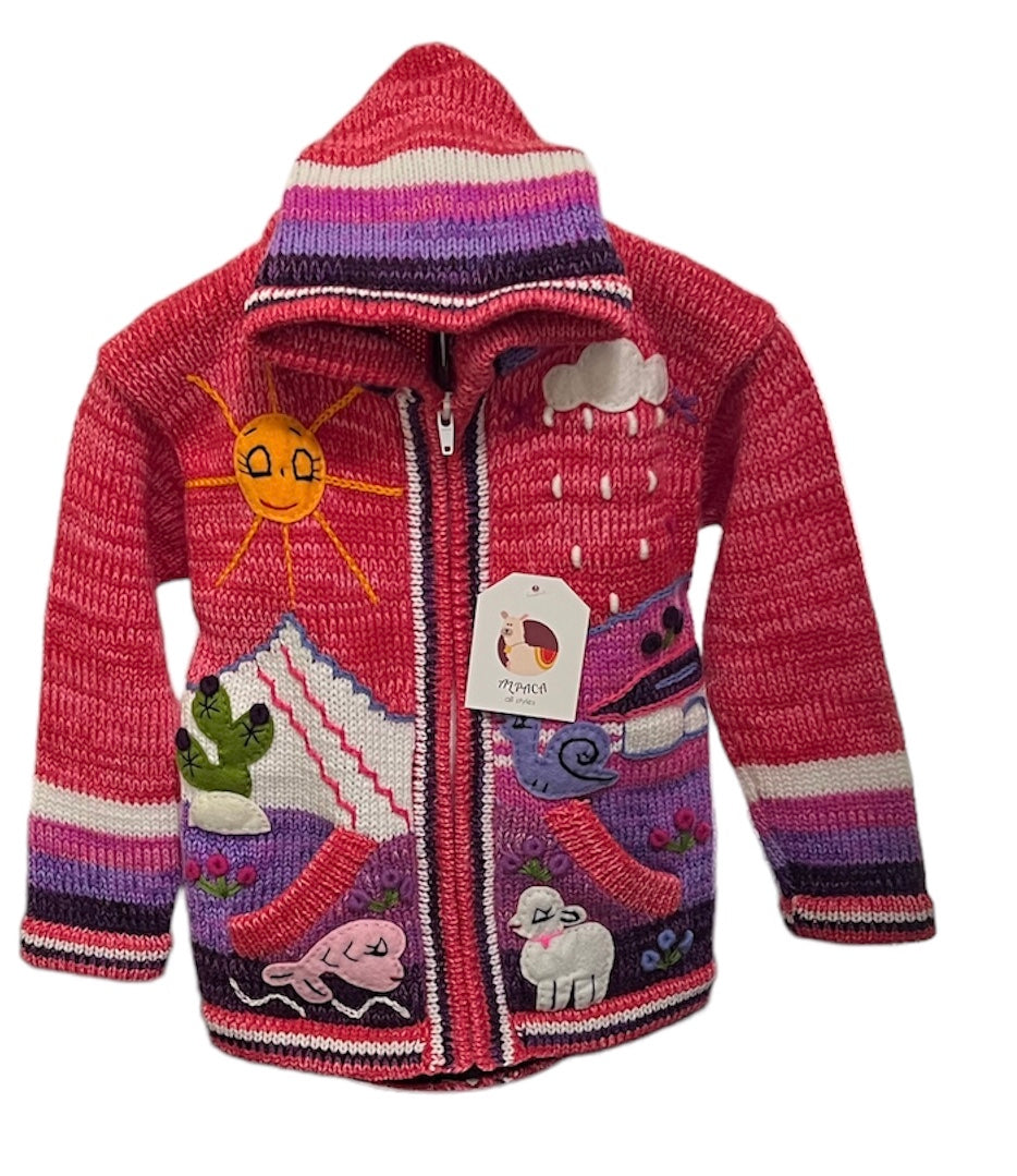 Salmon pink children designed sweater
