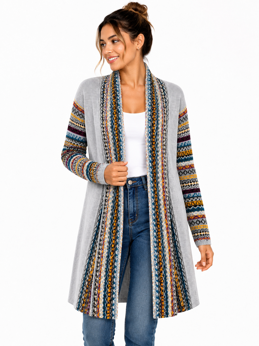 Midnight Inca Alpaca Cardigan Gray