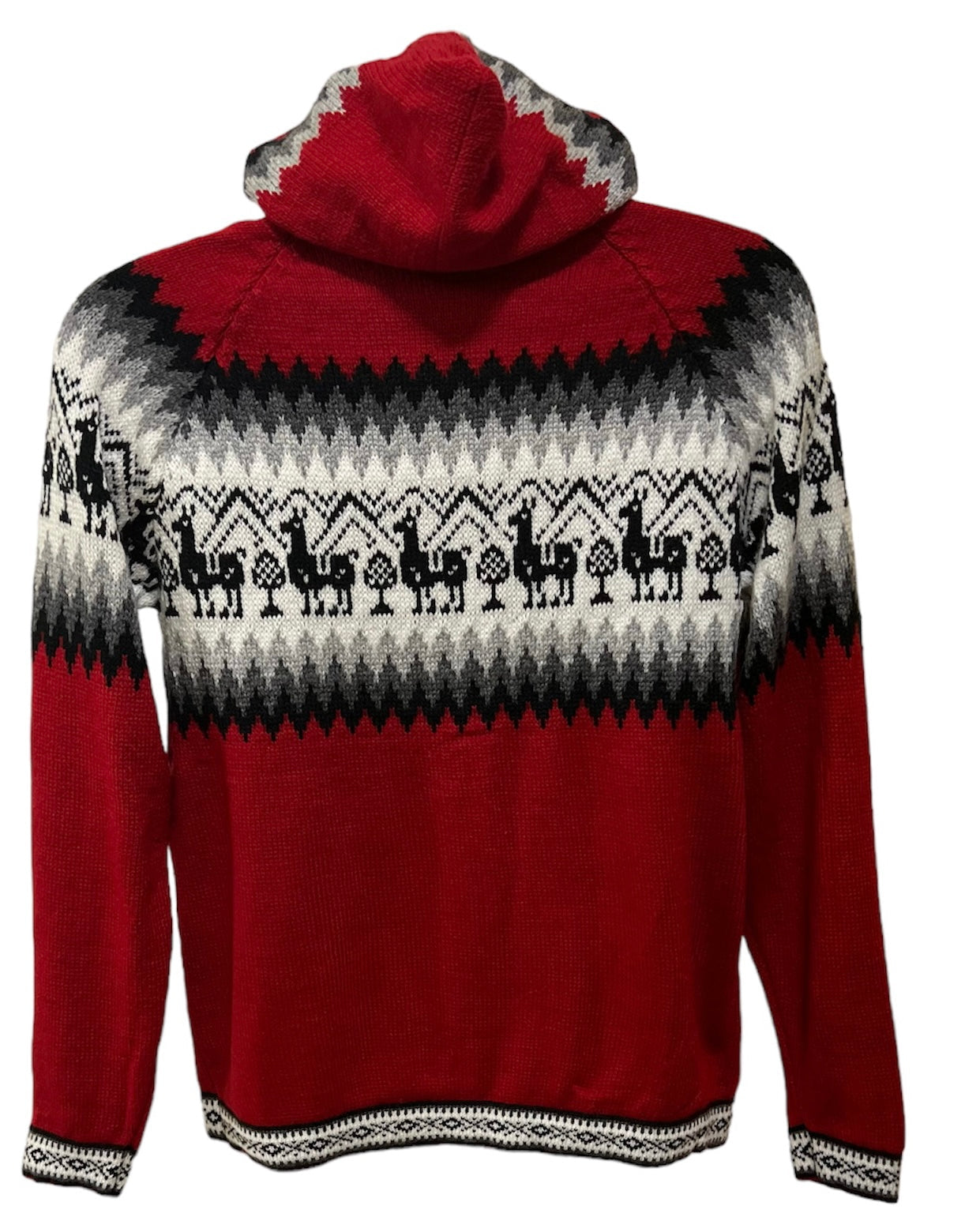 Men’s Andean Alpaca Hooded Sweater – Red