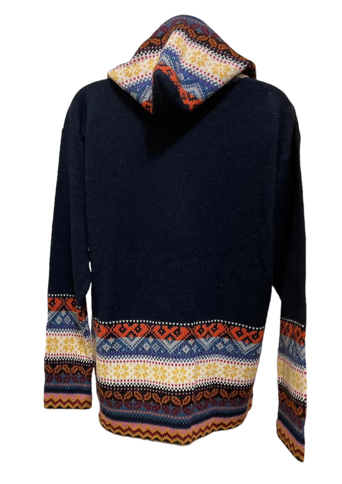 Luxury Dark Blue Alpaca Woman Sweater