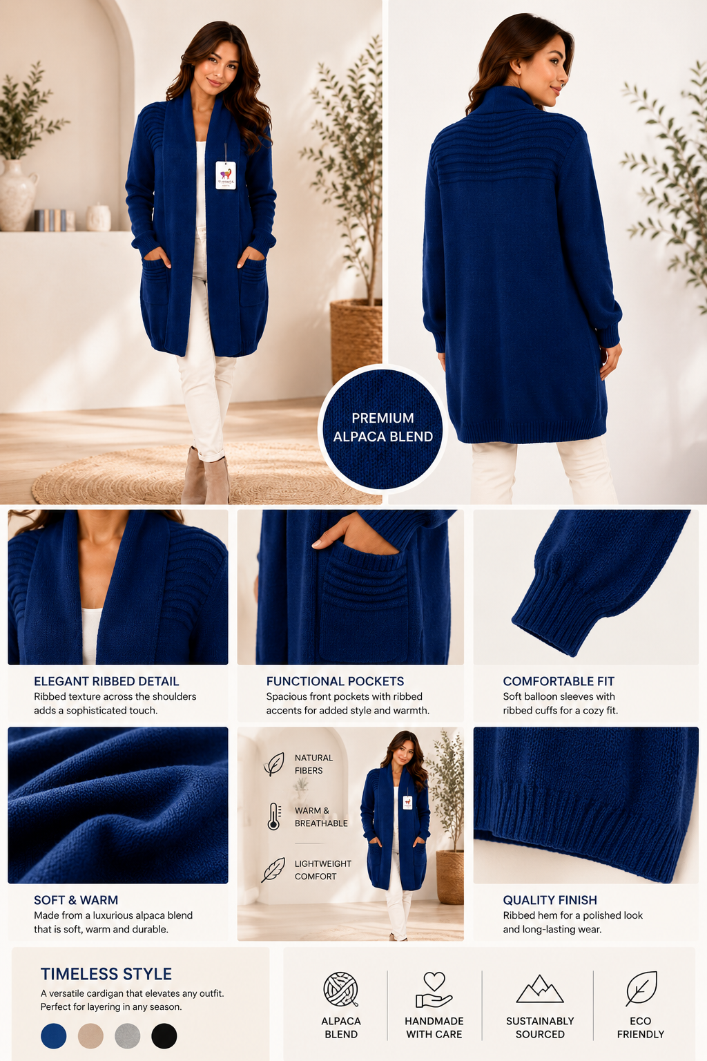Royal Sapphire Alpaca Cardigan