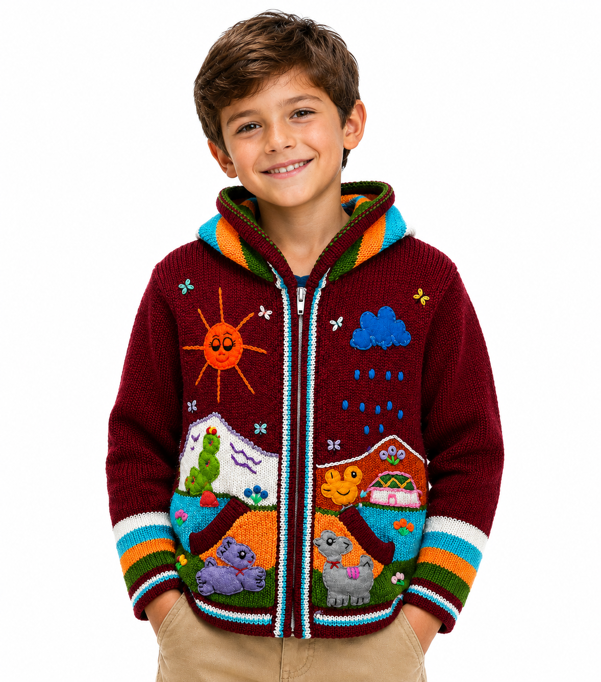 Andean Adventure Kids Hoodie - Cherry