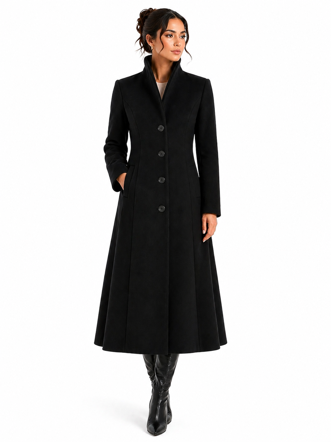 Luxury Black Alpaca Coat