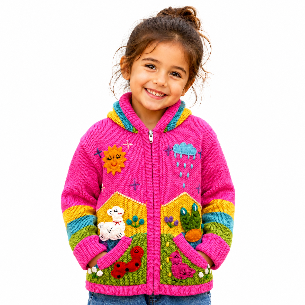 🌈Andean Adventure Kids Hoodie - Bright Pink