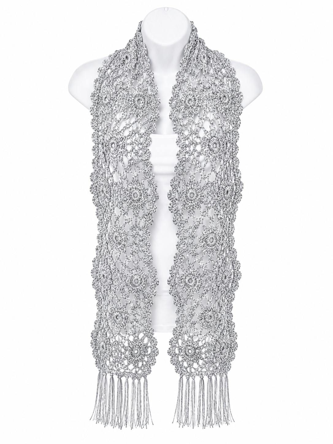 PRE-ORDER Gray Handmade Baby Alpaca Crochet Scarf