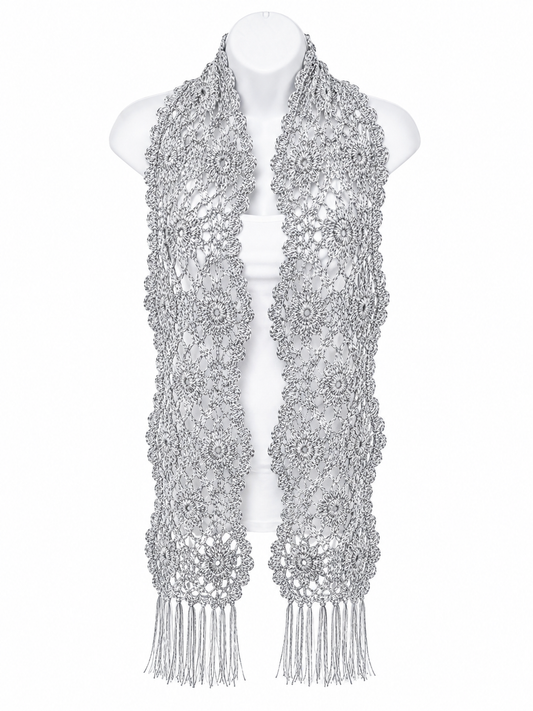 PRE-ORDER Gray Handmade Baby Alpaca Crochet Scarf