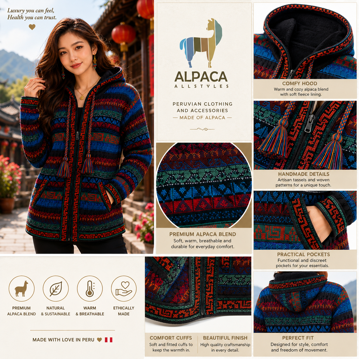 Silk Road Alpaca Hoodie Jacket